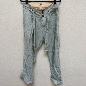 Free People - High Rise Linen Pants - White & Blue Pinstripes - Size 8